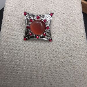 Snap Silver and Red Gemstone Button (1918)